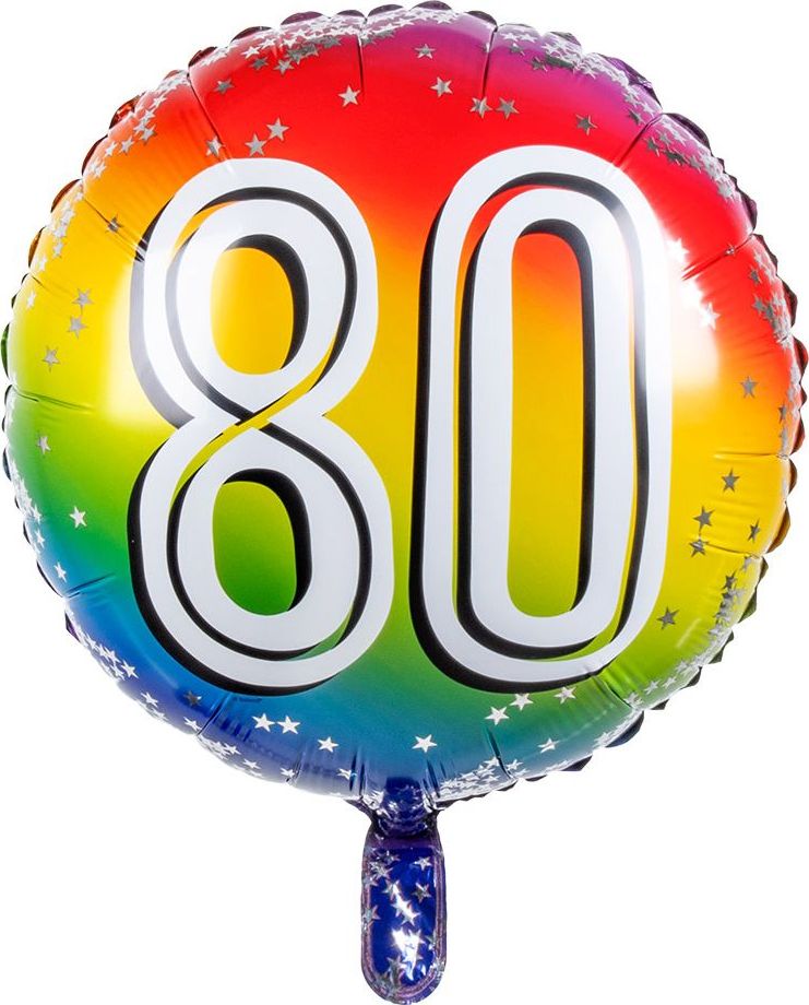 Rainbow folieballon 80 jaar