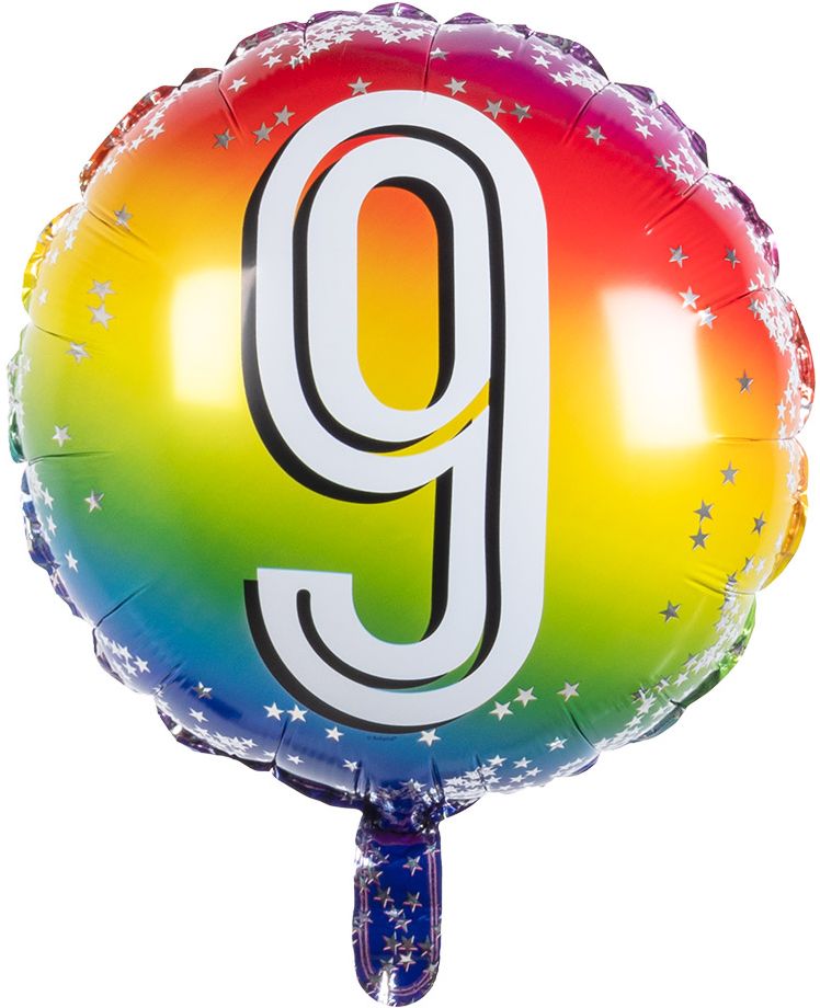 Rainbow folieballon 9 jaar