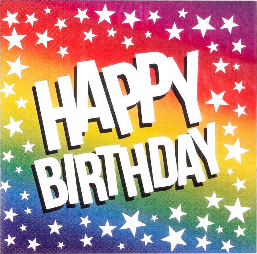Rainbow happy Birthday papieren servetten 20 stuks