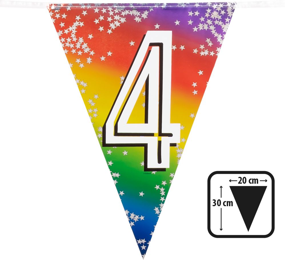 Rainbow vlaggenlijn verjaardag 4 jaar