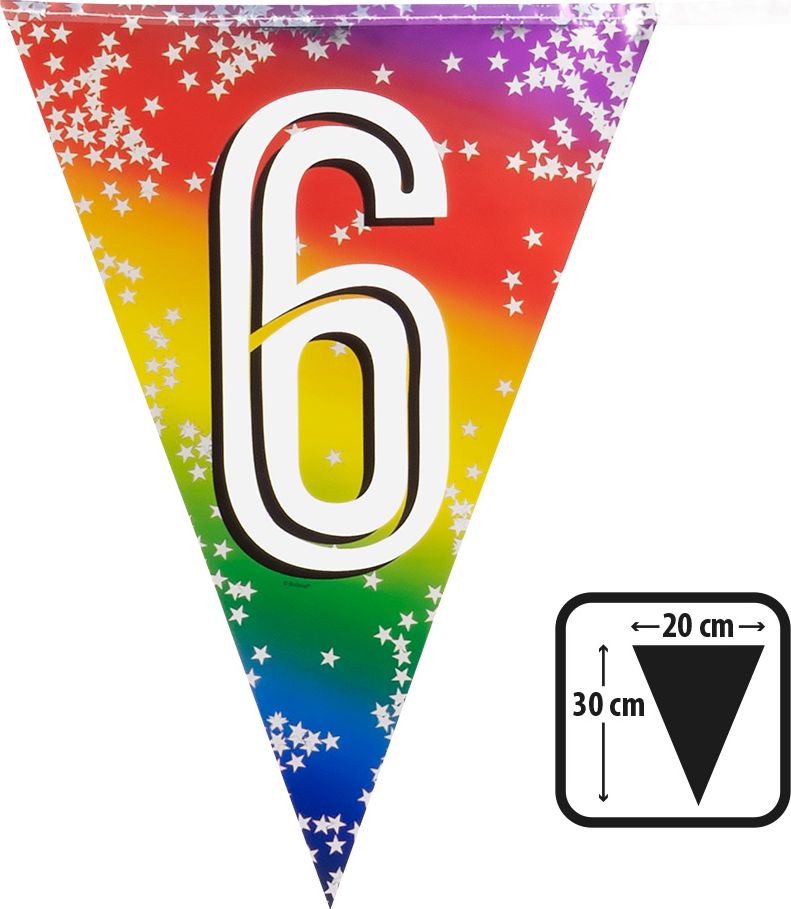 Rainbow vlaggenlijn verjaardag 6 jaar