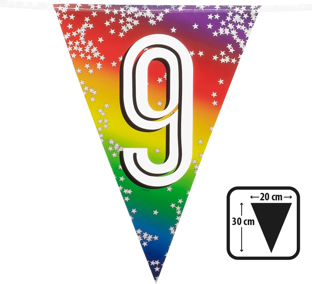 Rainbow vlaggenlijn verjaardag 9 jaar