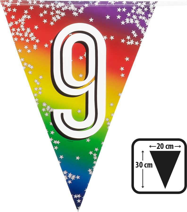 Rainbow vlaggenlijn verjaardag 9 jaar