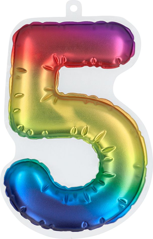 Rainbow zelfklevende cijferballon 5