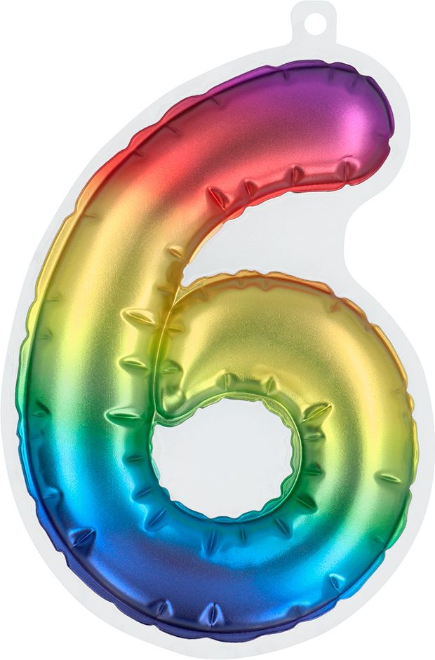 Rainbow zelfklevende cijferballon 6
