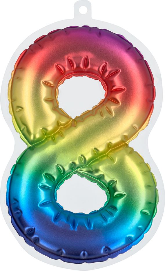 Rainbow zelfklevende cijferballon 8