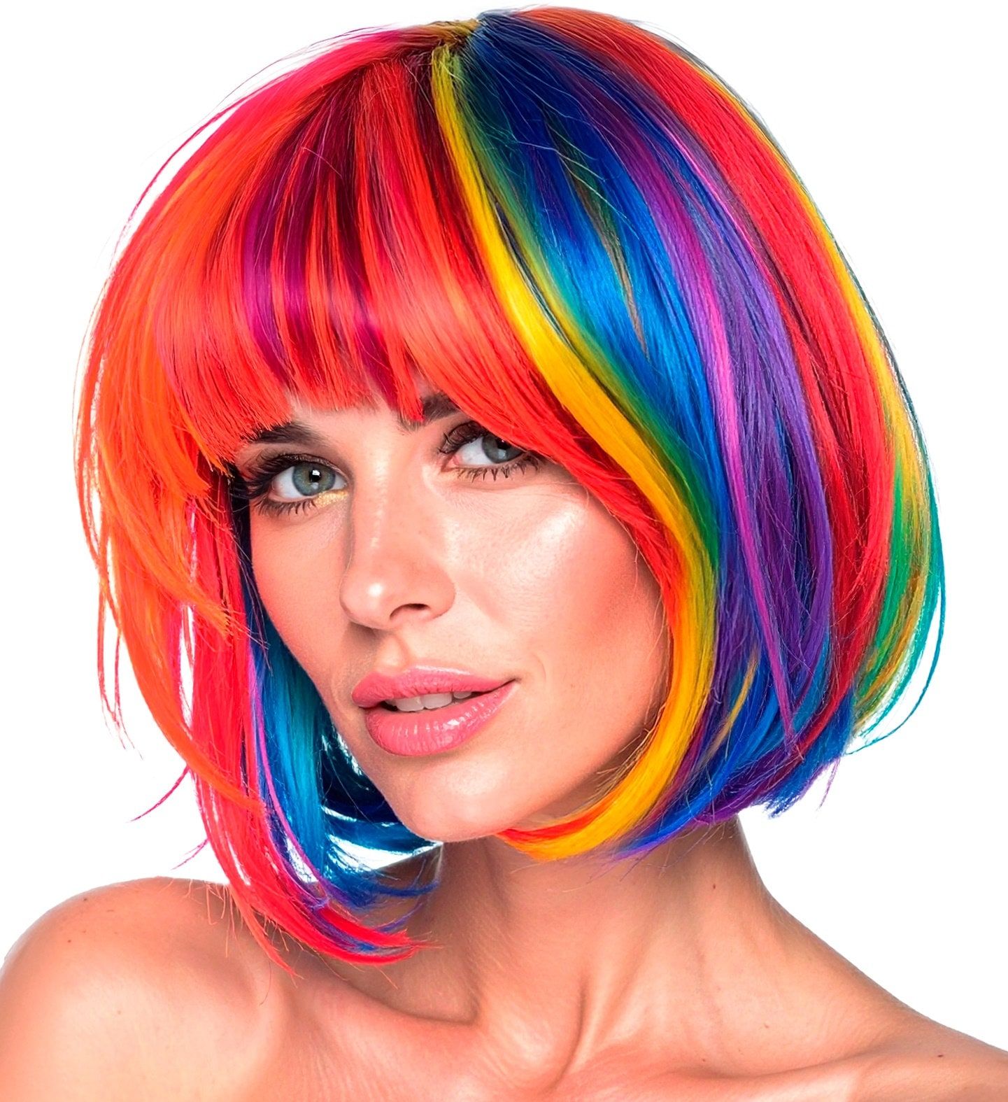 Regenboog Boblijn Pruik Dames Feest