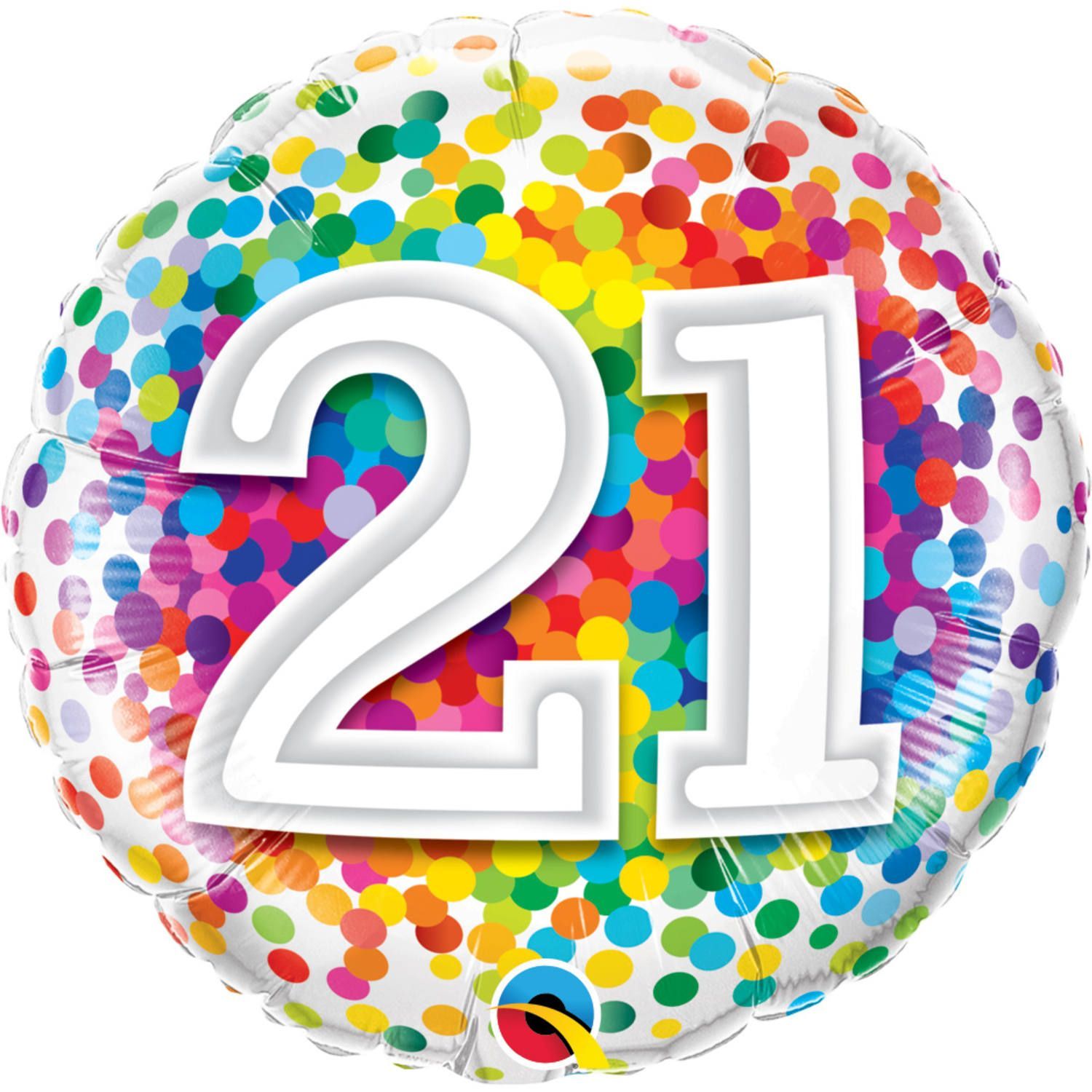 Regenboog confetti 21 jaar folieballon