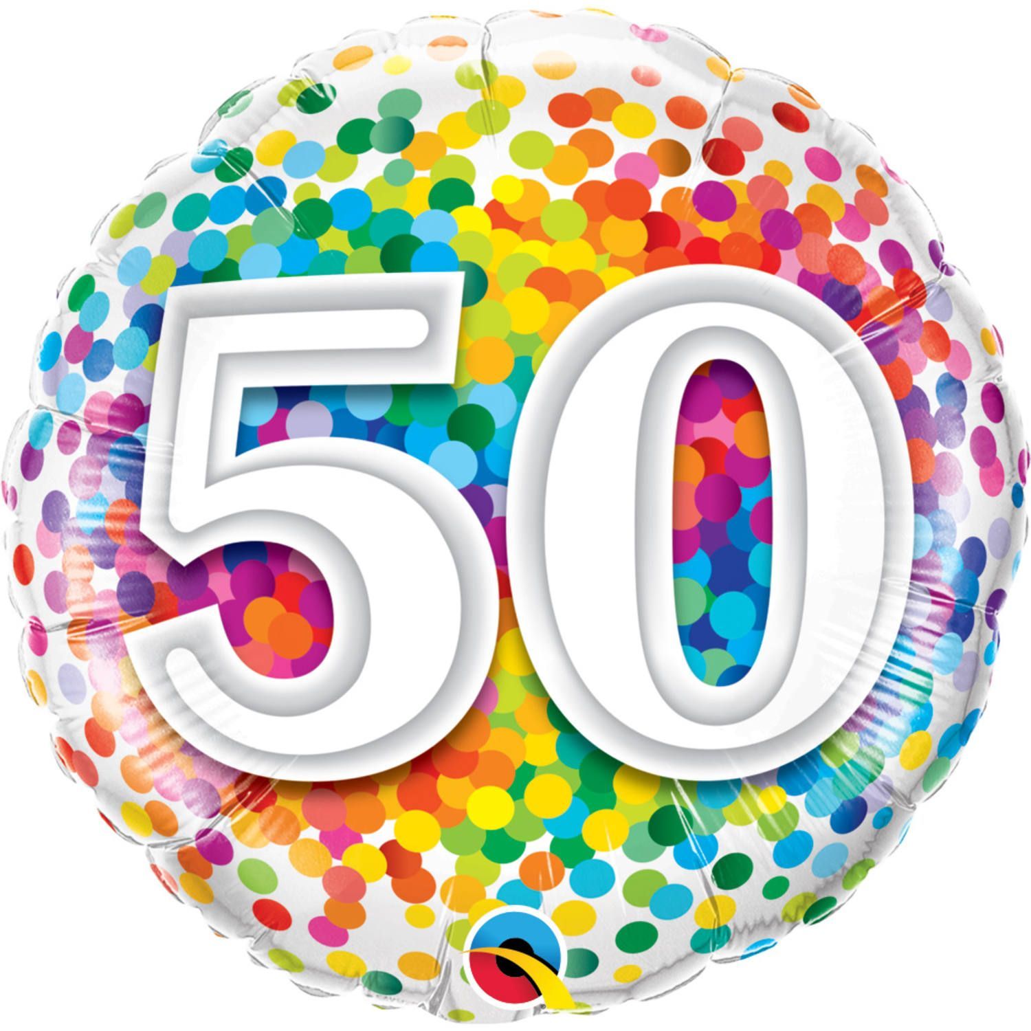 Regenboog confetti 50 jaar folieballon