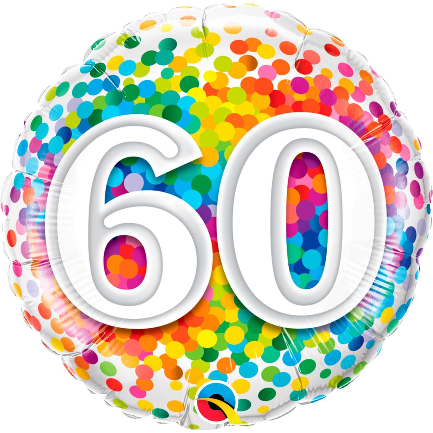 Regenboog confetti 60 jaar folieballon