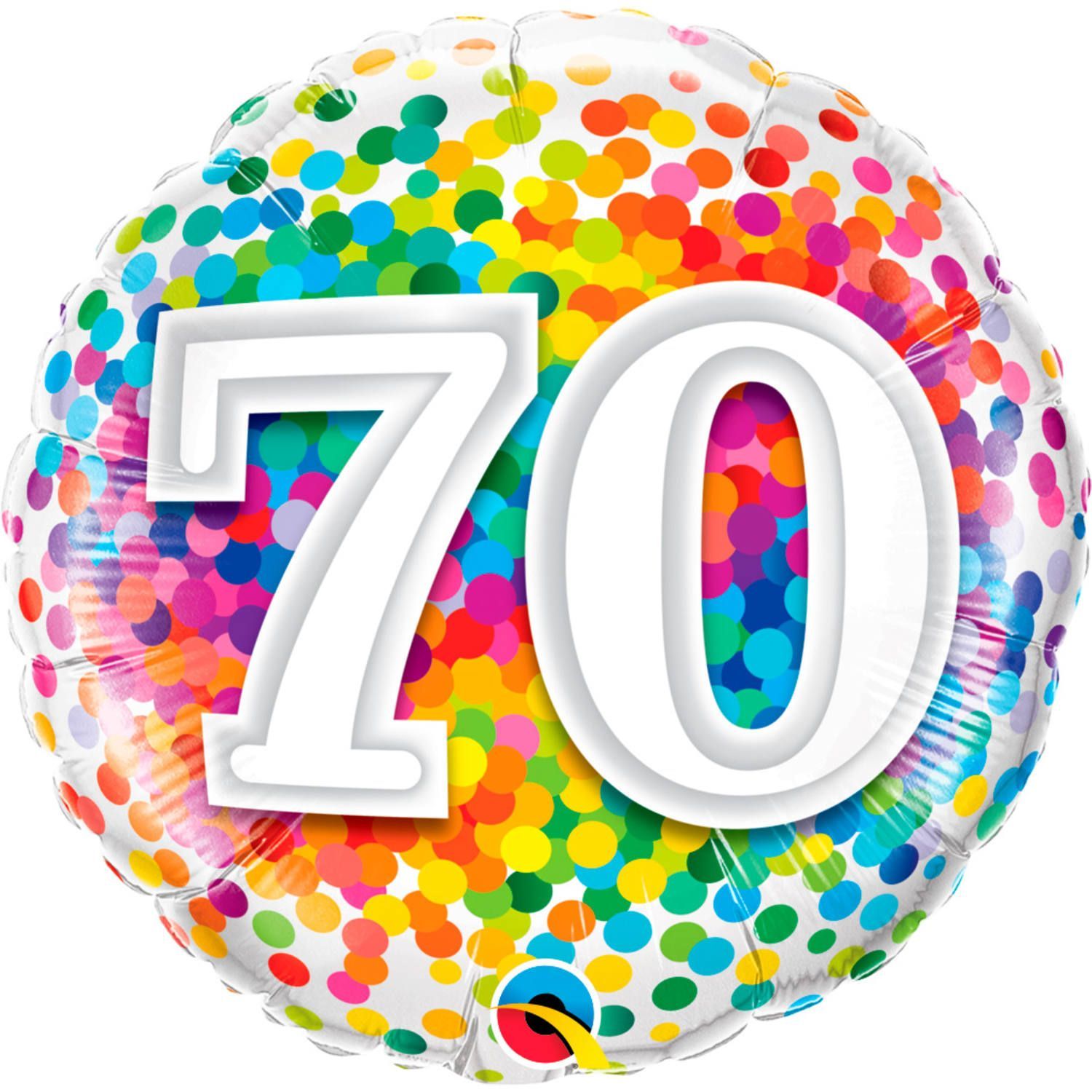 Regenboog confetti 70 jaar folieballon