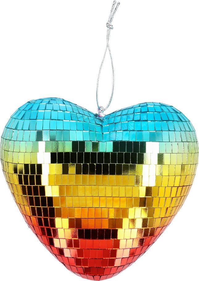 Regenboog Hartvormige Discobal Hanger 19Cm