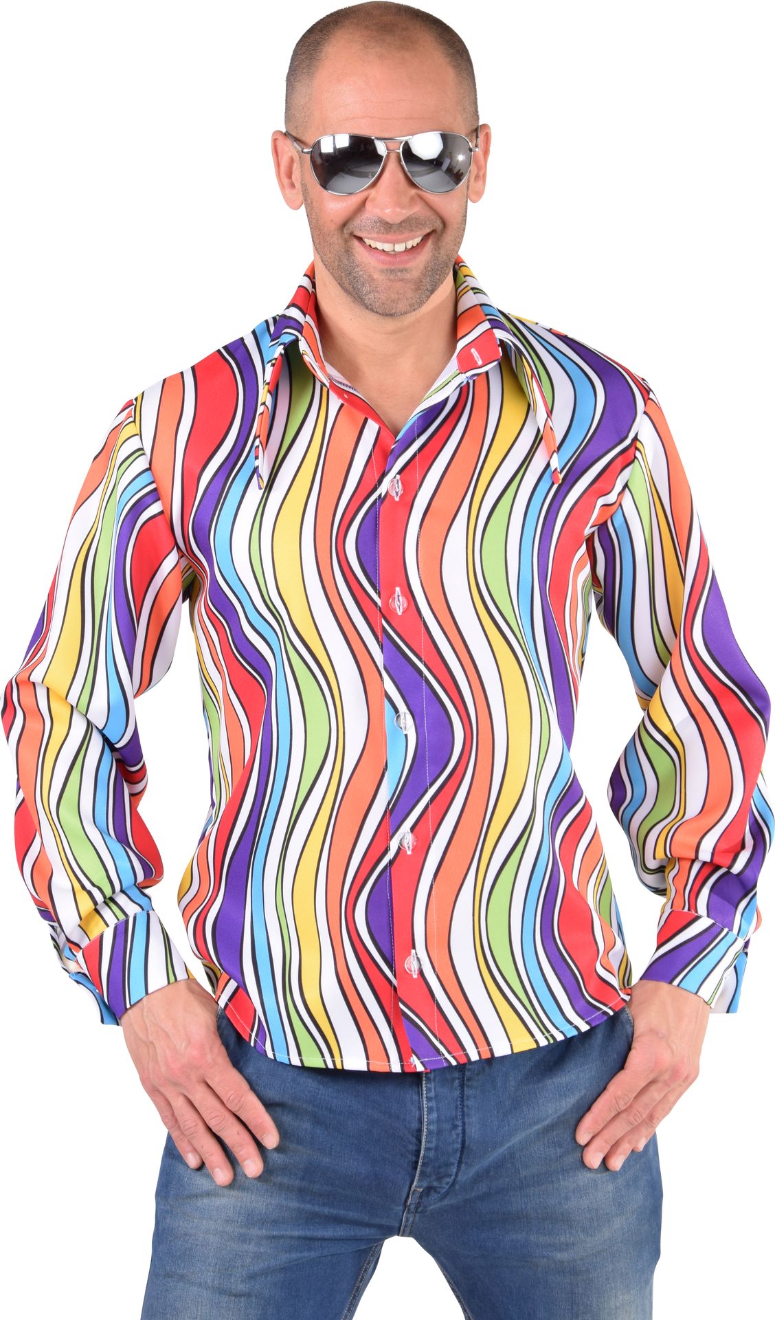 Regenboog overhemd man