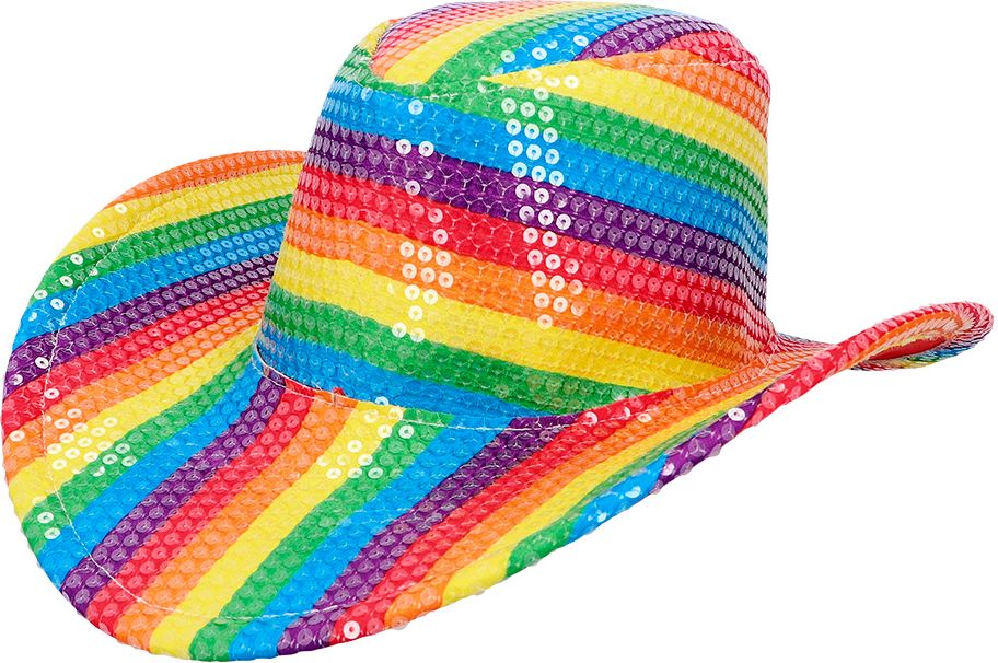 Regenboog pailletten cowboyhoed gaypride