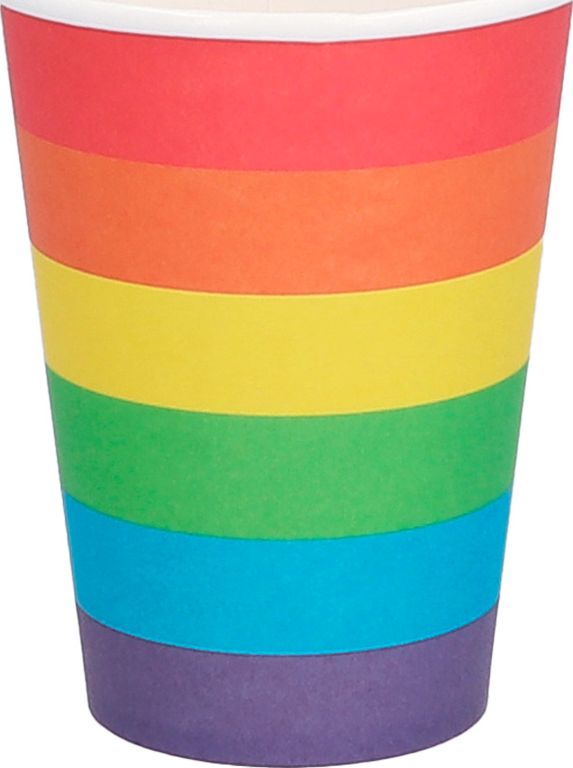 Regenboog papieren bekertjes gaypride 8 stuks