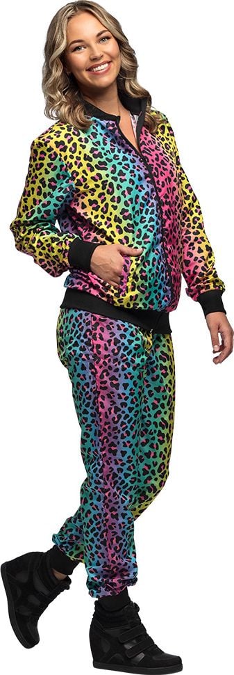 Regenboog trainingspak panterprint dames