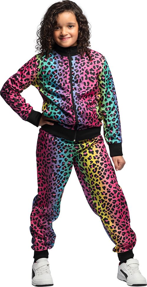 Regenboog trainingspak panterprint kinderen unisex