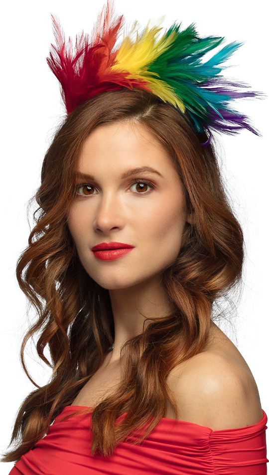 Regenboog Veren Tiara