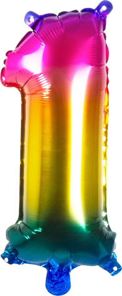 Regenboog XL folieballon cijfer 1