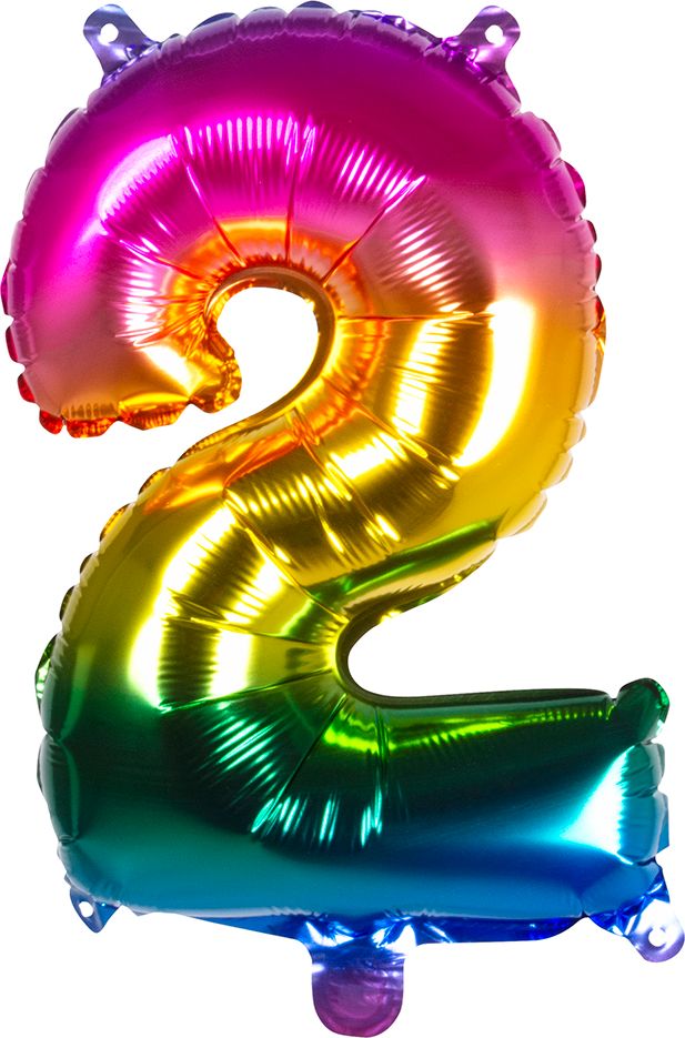 Regenboog XL folieballon cijfer 2