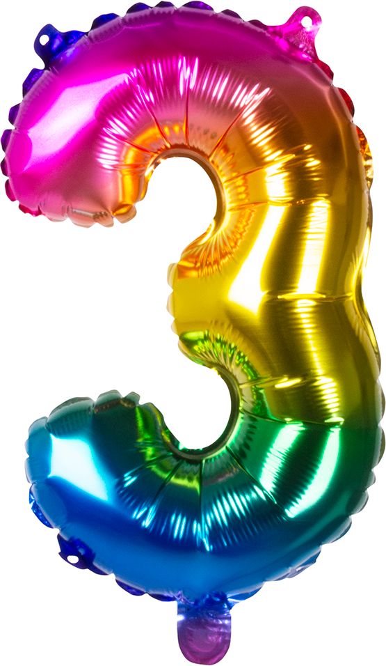 Regenboog XL folieballon cijfer 3