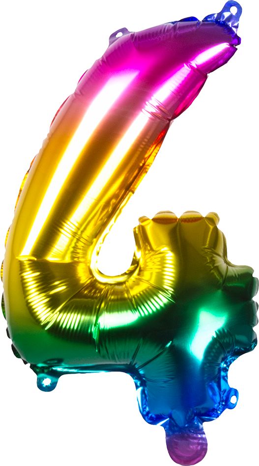 Regenboog XL folieballon cijfer 4