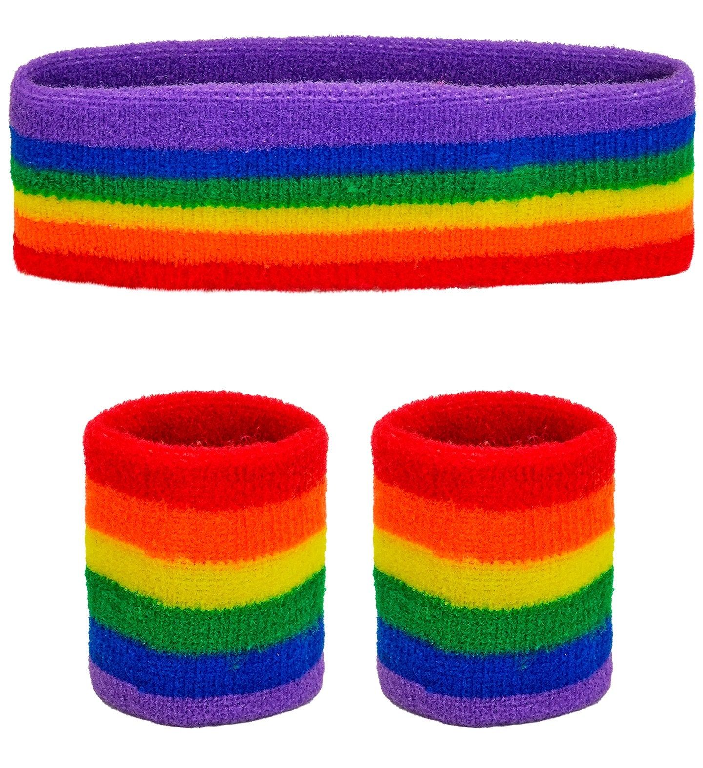 Regenboogset Hoofdband met Polsbandjes