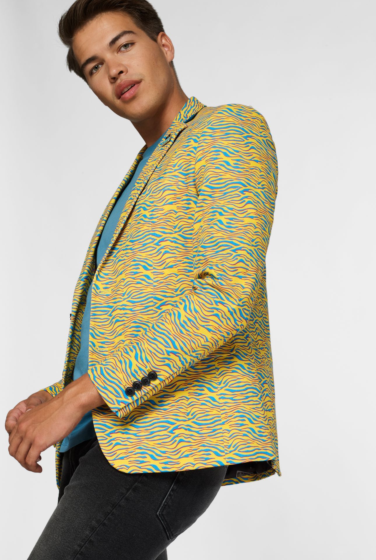 Retro - 80's Animal - Electric Yellow Blazer Heren Opposuits