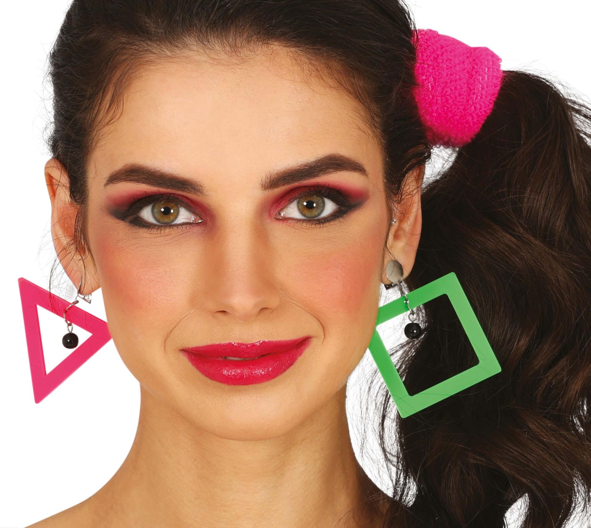 Retro 80's Oorbellen Roze Groen