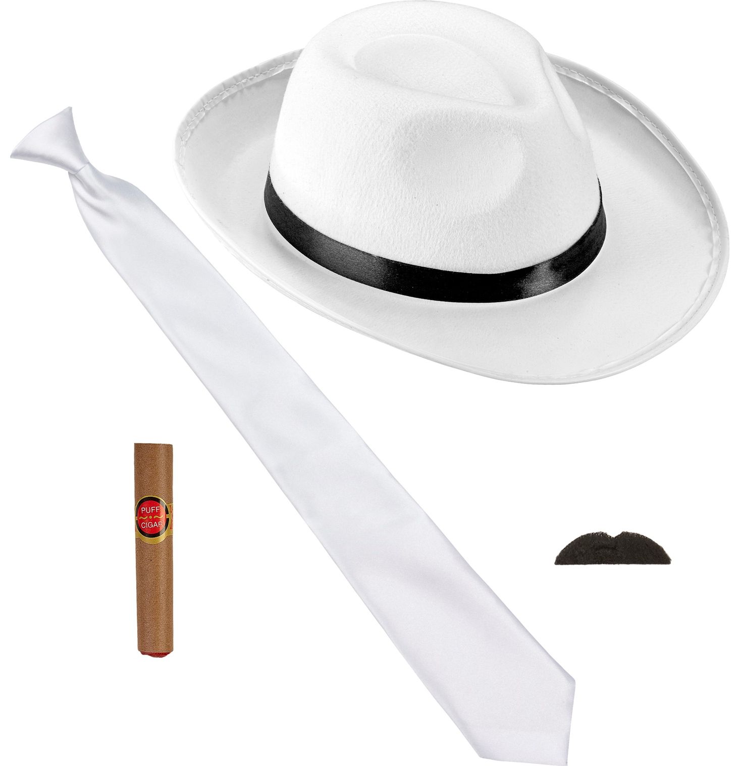 Retro accessoire set witte gangster