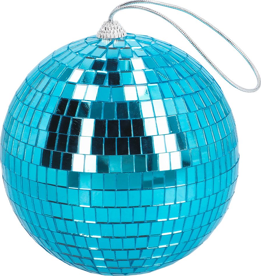 Retro blauwe disco bal 15cm
