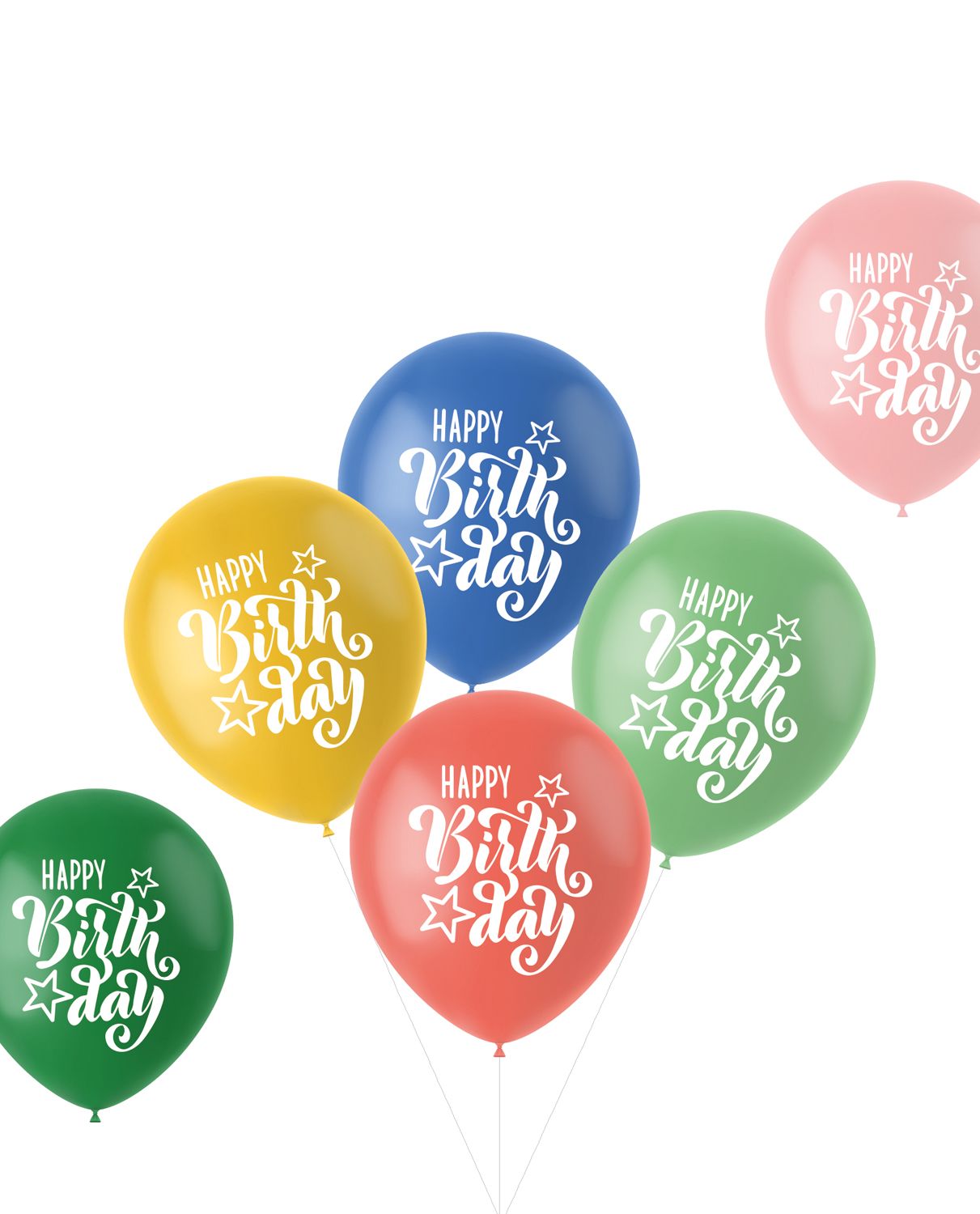 Retro happy birthday ballonnen 6 stuks