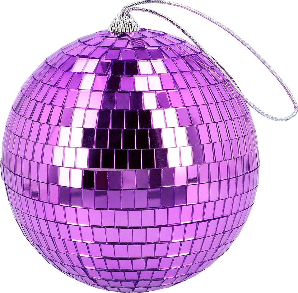 Retro paarse disco bal 15cm