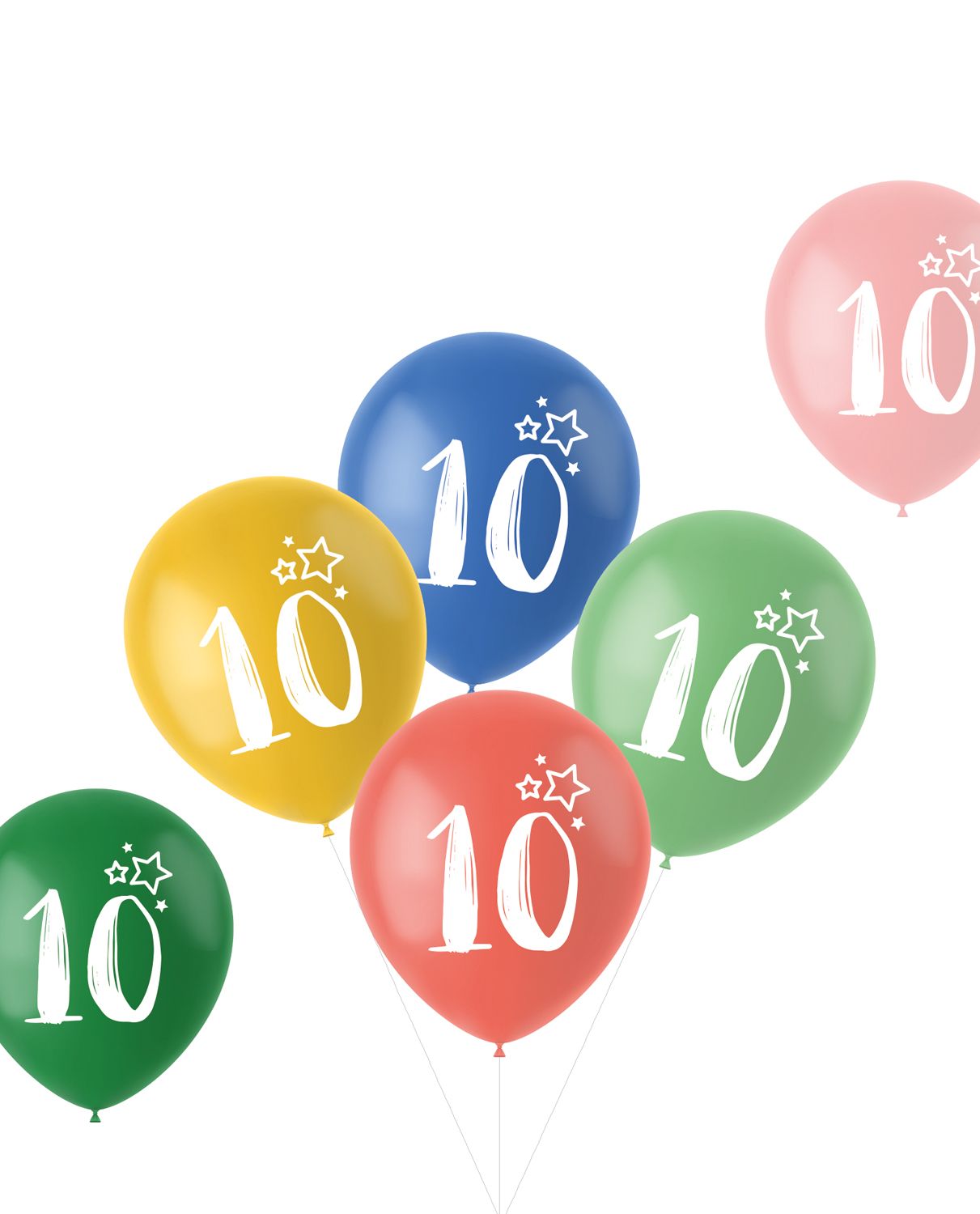 Retro verjaardag ballonnen 10 jaar 6 stuks