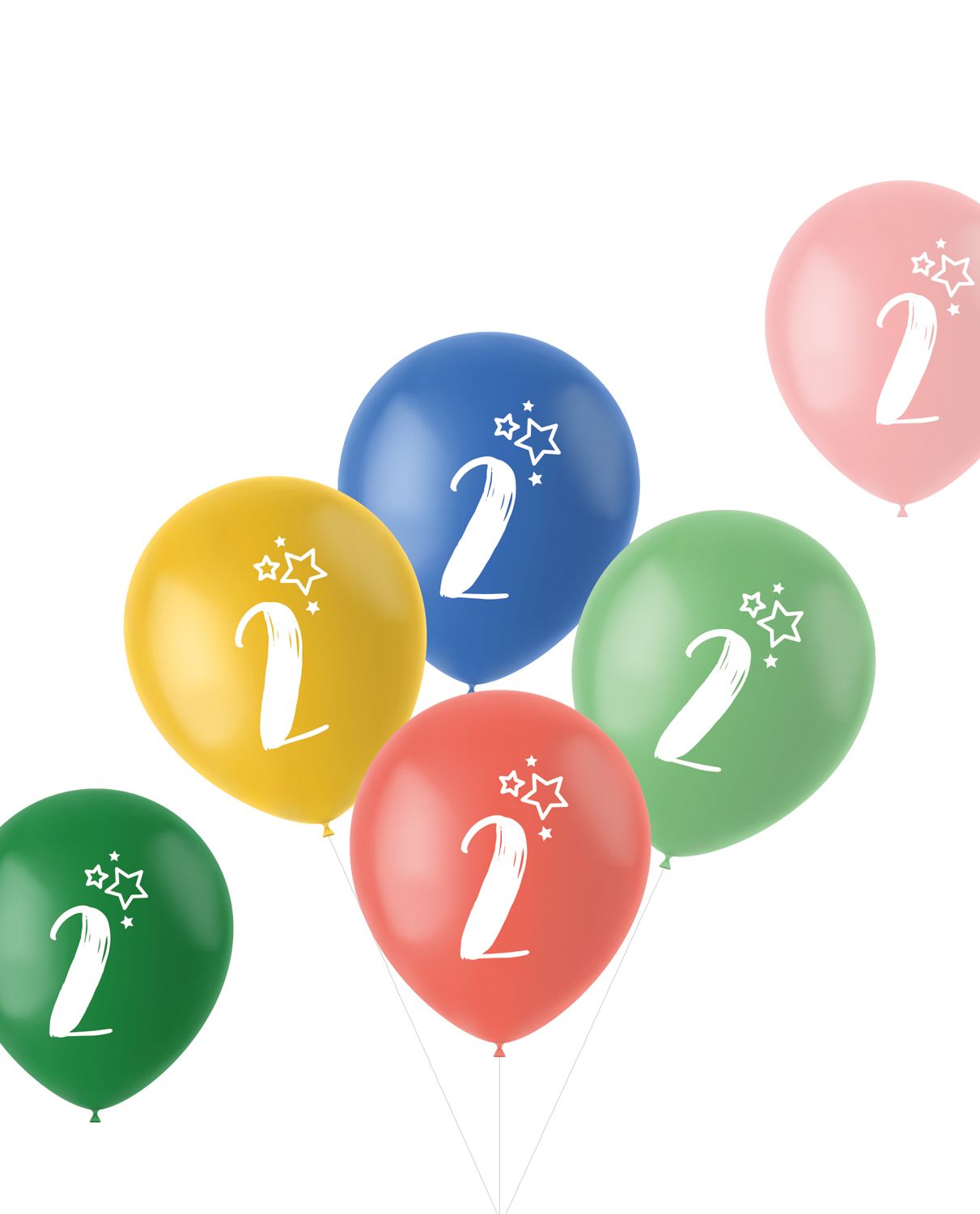 Retro verjaardag ballonnen 2 jaar 6 stuks
