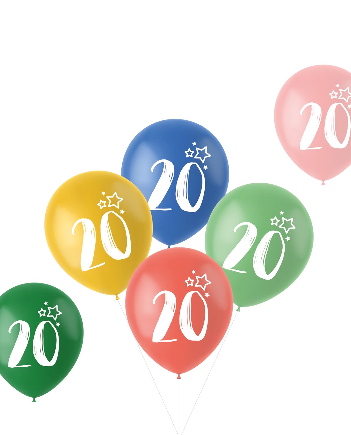 Retro verjaardag ballonnen 20 jaar 6 stuks