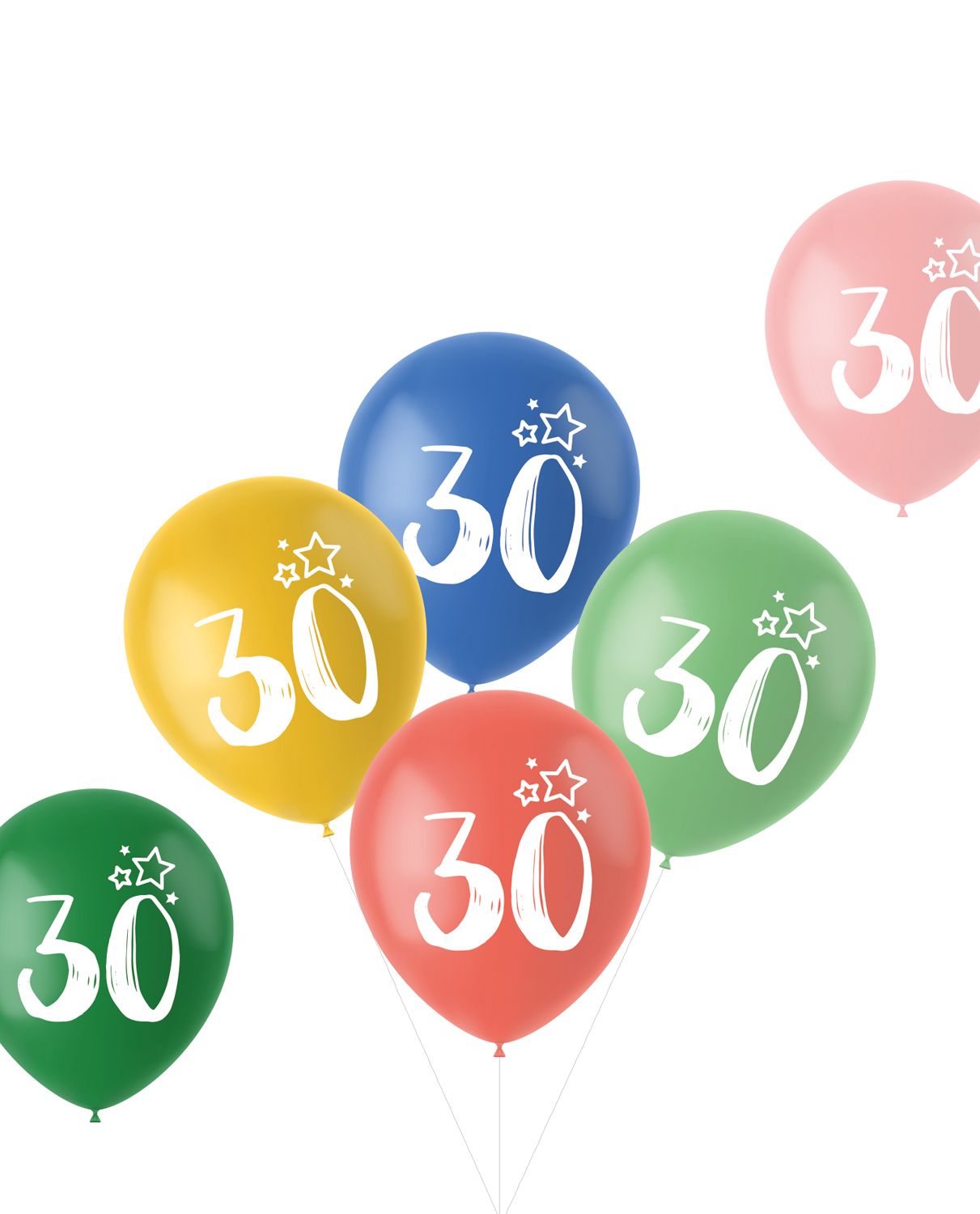 Retro verjaardag ballonnen 30 jaar 6 stuks
