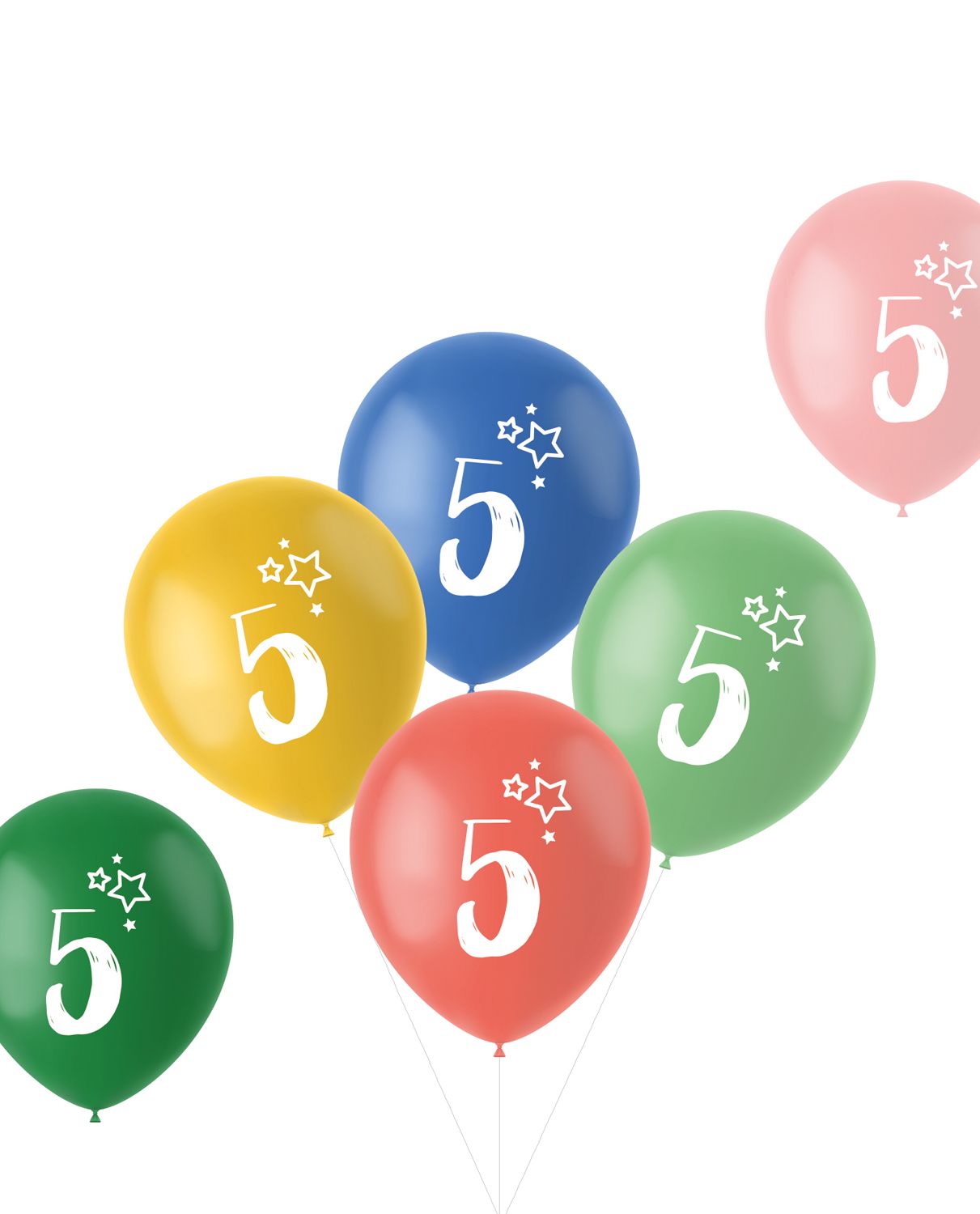 Retro verjaardag ballonnen 5 jaar 6 stuks