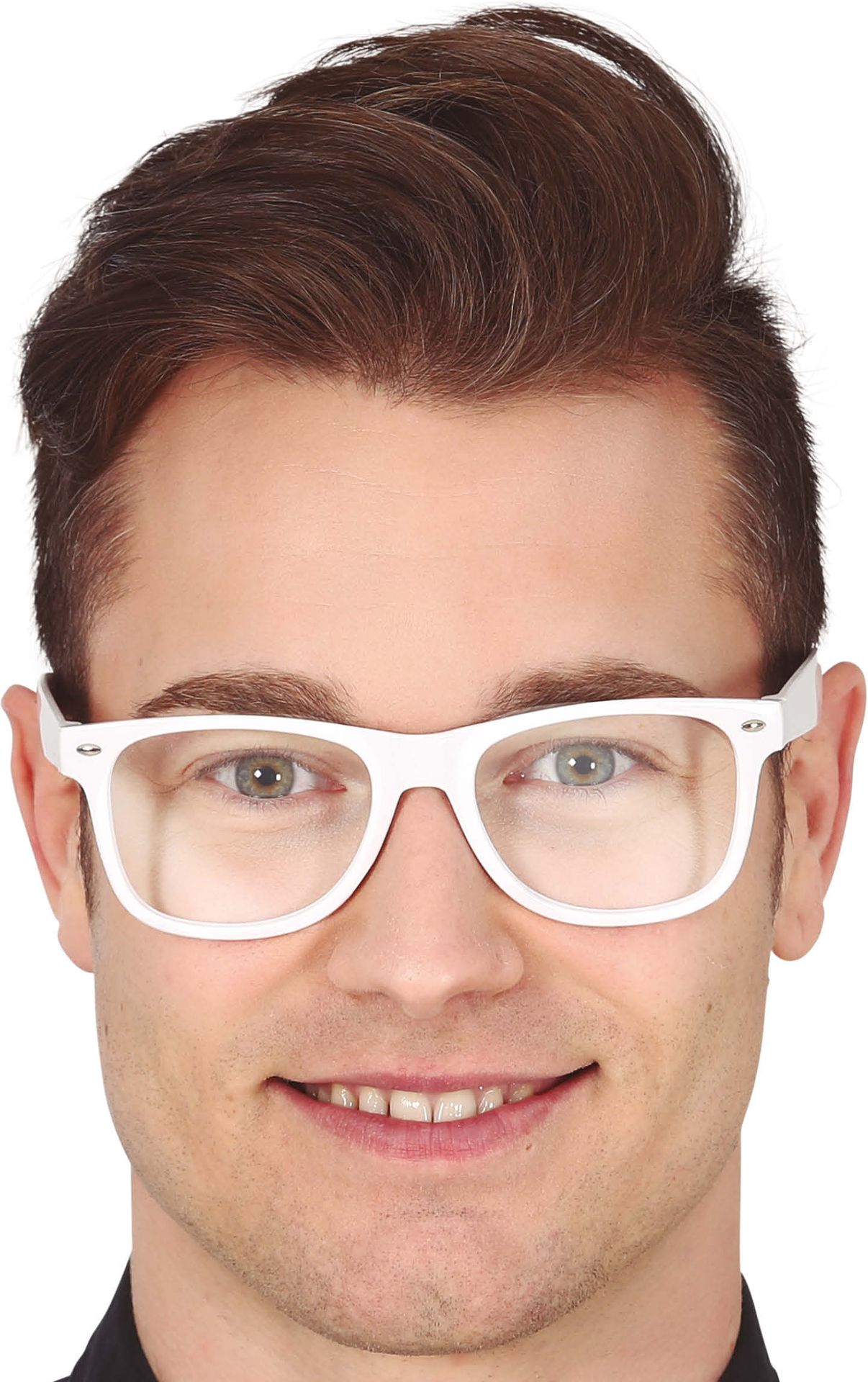 Retro Witte Feestbril met Transparante Glazen