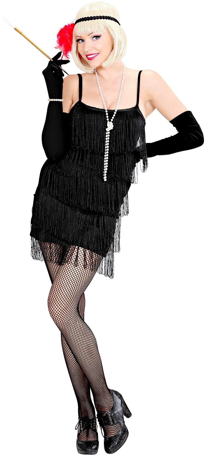 Retro zwarte flapper jurk met hoofdband
