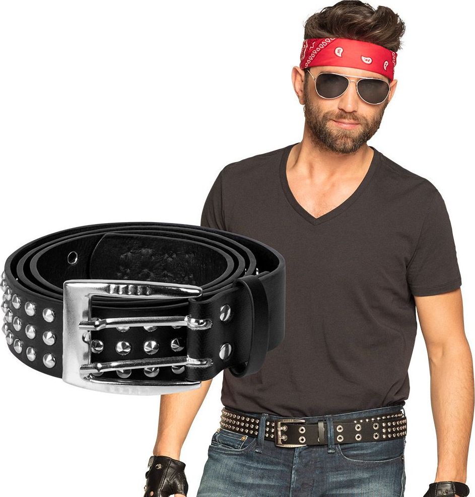 Rocker biker riem met studs