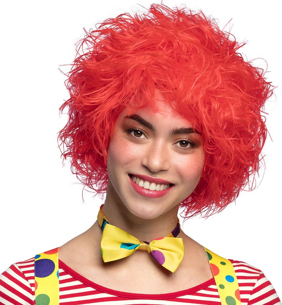 Rode clown pruik frizzy