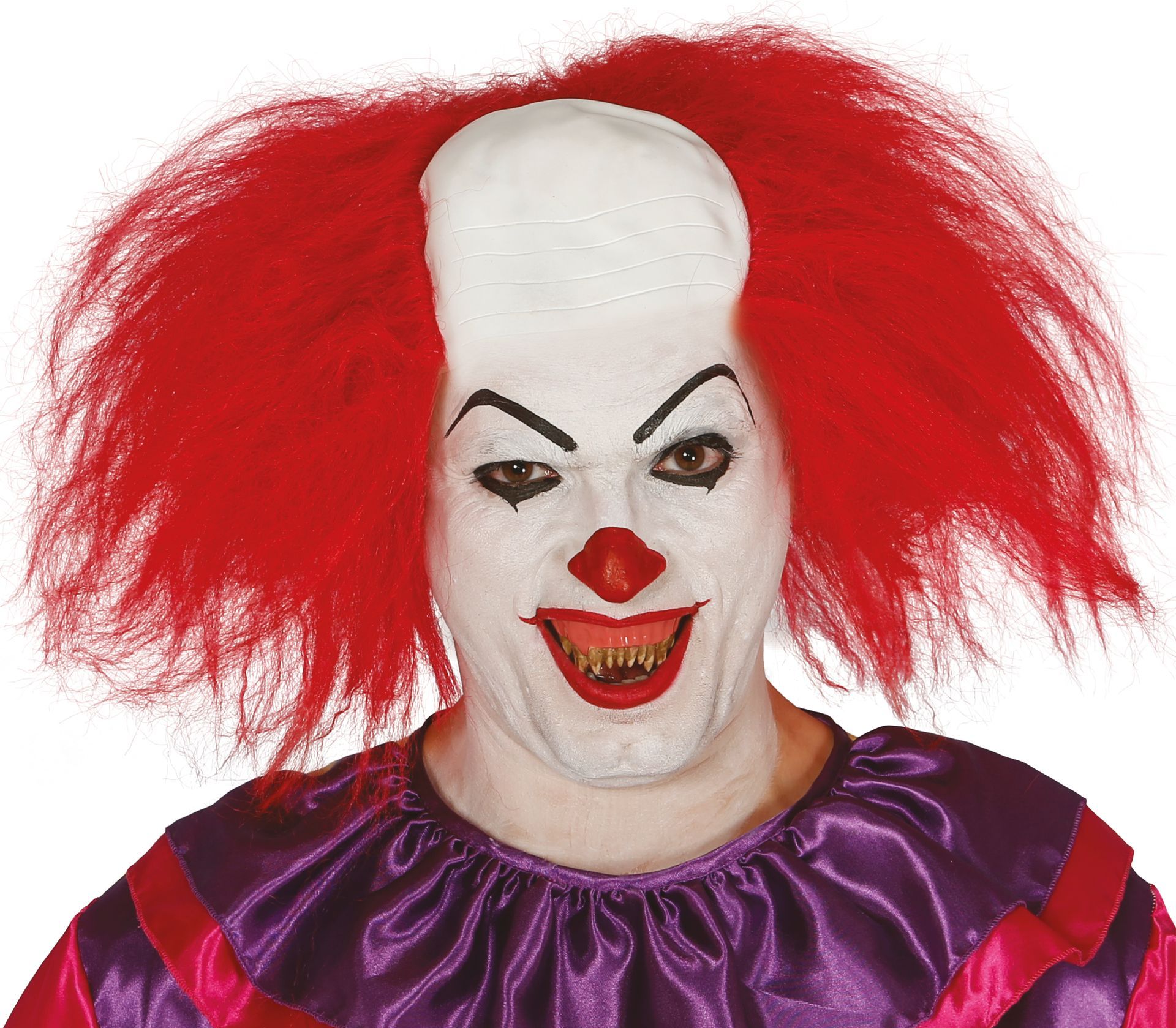 Rode clown pruik kaal hoofd