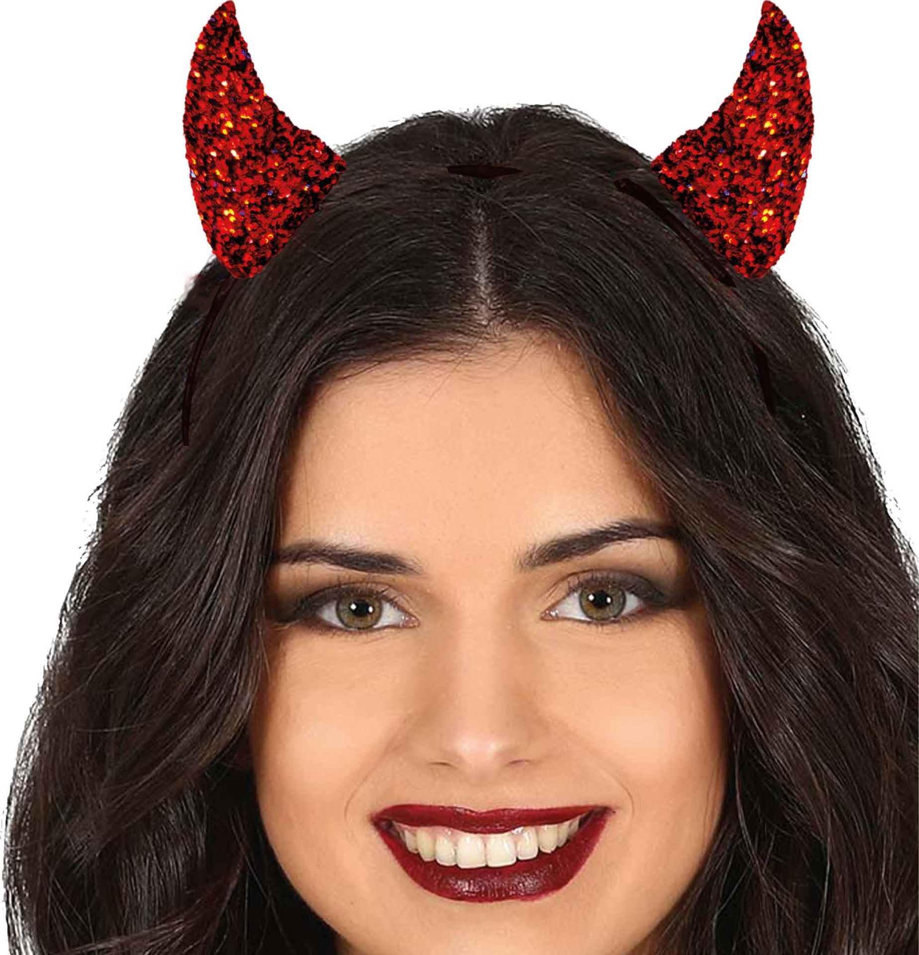 Rode duivel horen glitter haarband halloween
