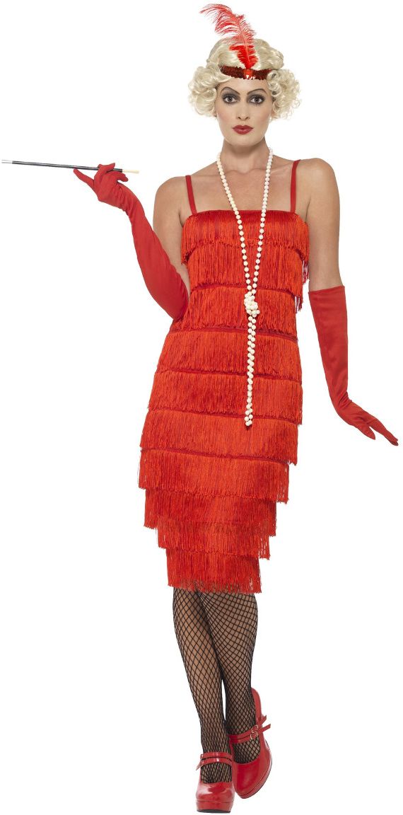 voor deze foto Rode flapper Charleston jurk | Feestkleding.nl