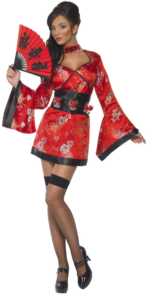 Rode Geisha kimono vrouw