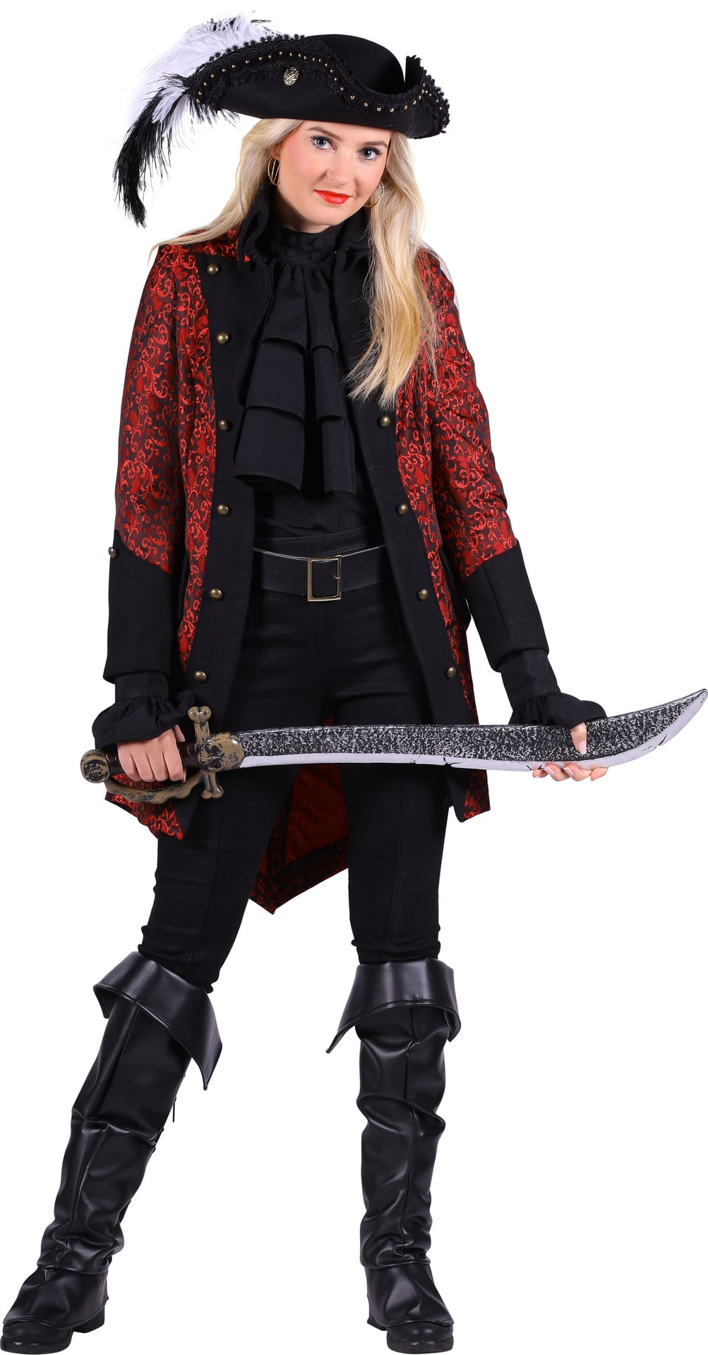 Rode Gothic Piratenjas Dames Halloween