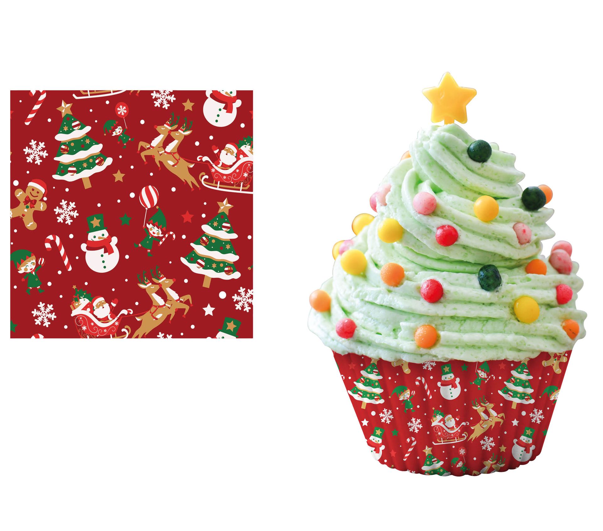 Rode kerstfiguren muffinvormpjes papier 50 stuks