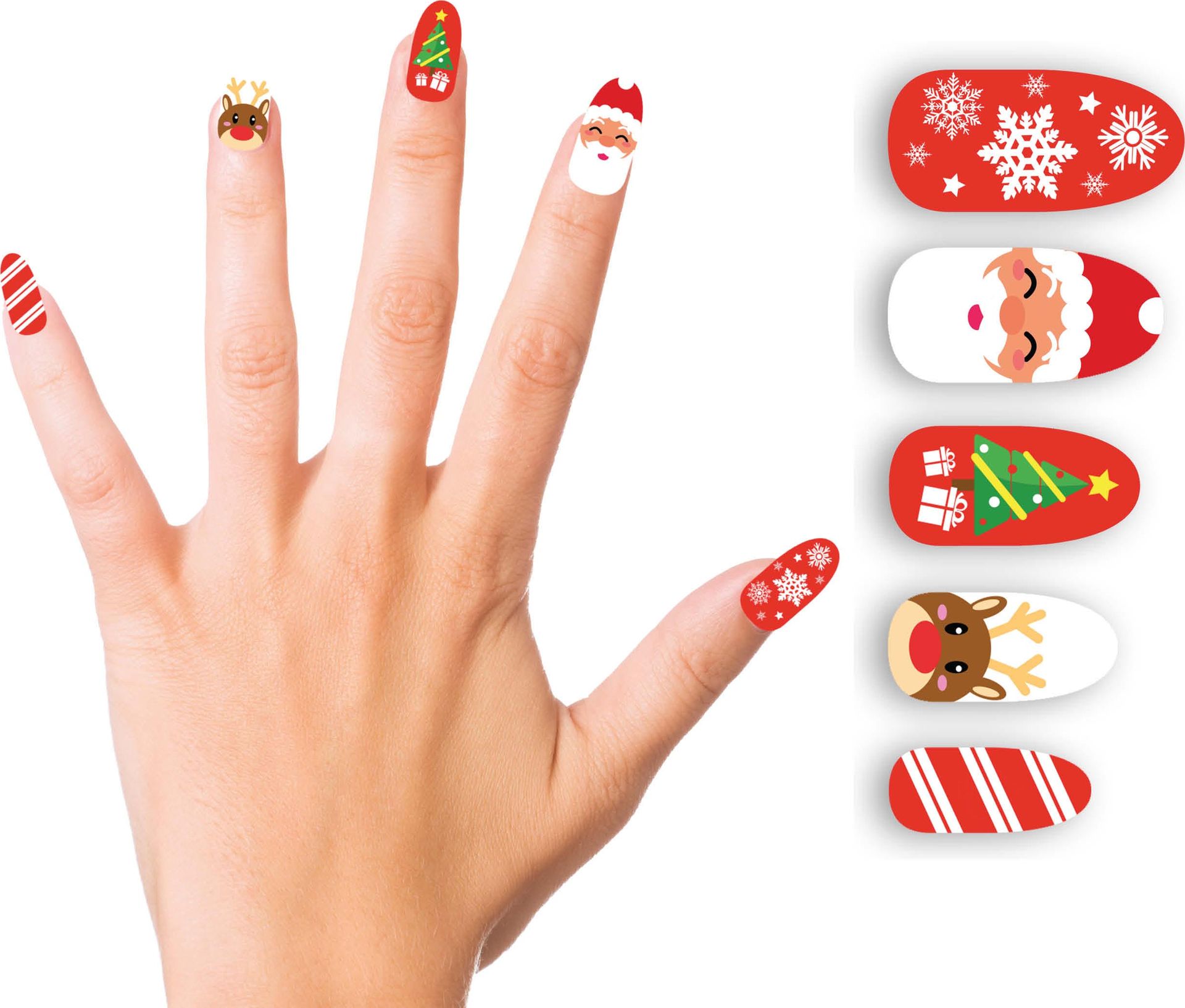 Rode kerstman nepnagels zelfklevend 10 stuks