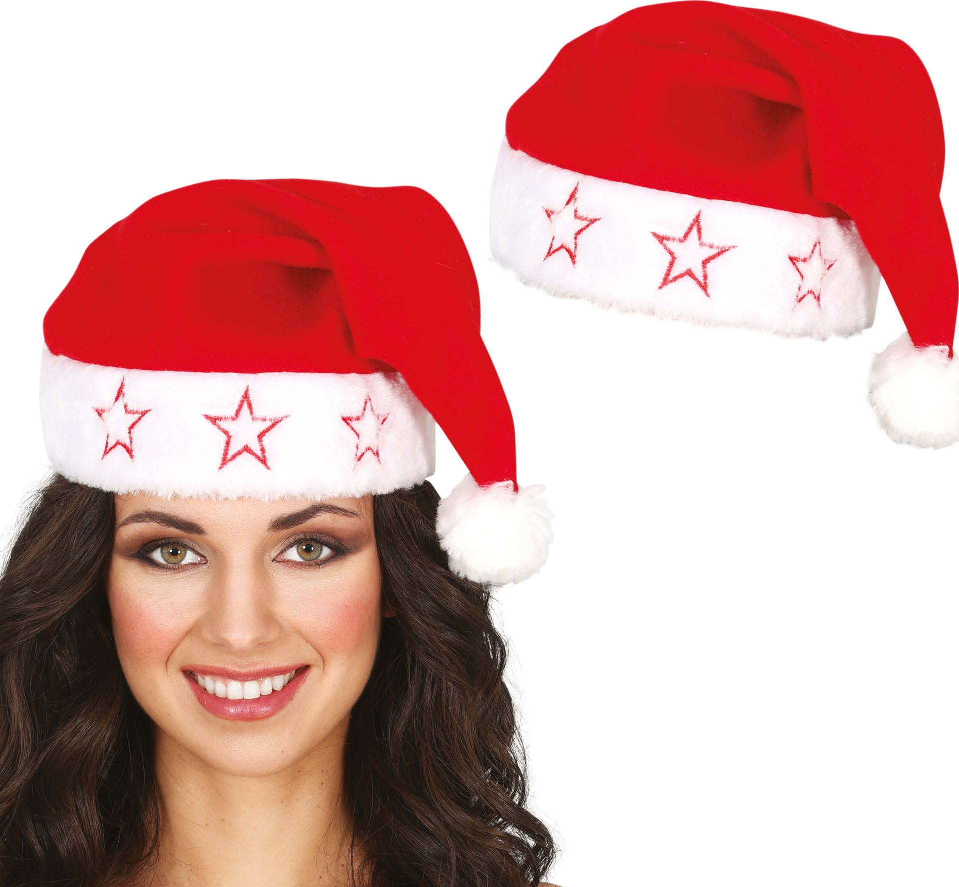 Rode kerstmuts met sterren